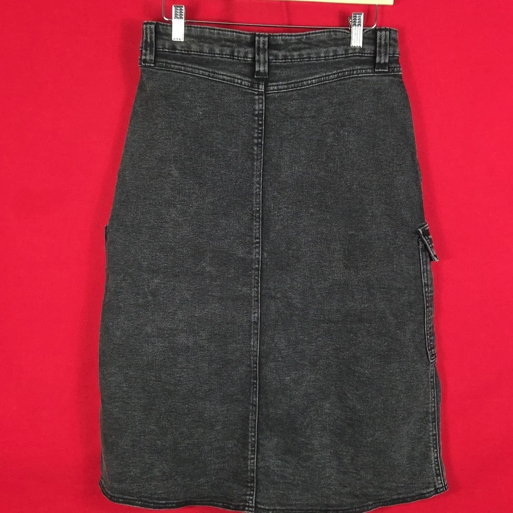 NEW SINCERELY JULES Cargo Midi Skirt‎ Denim Black Womens Size 7/28
